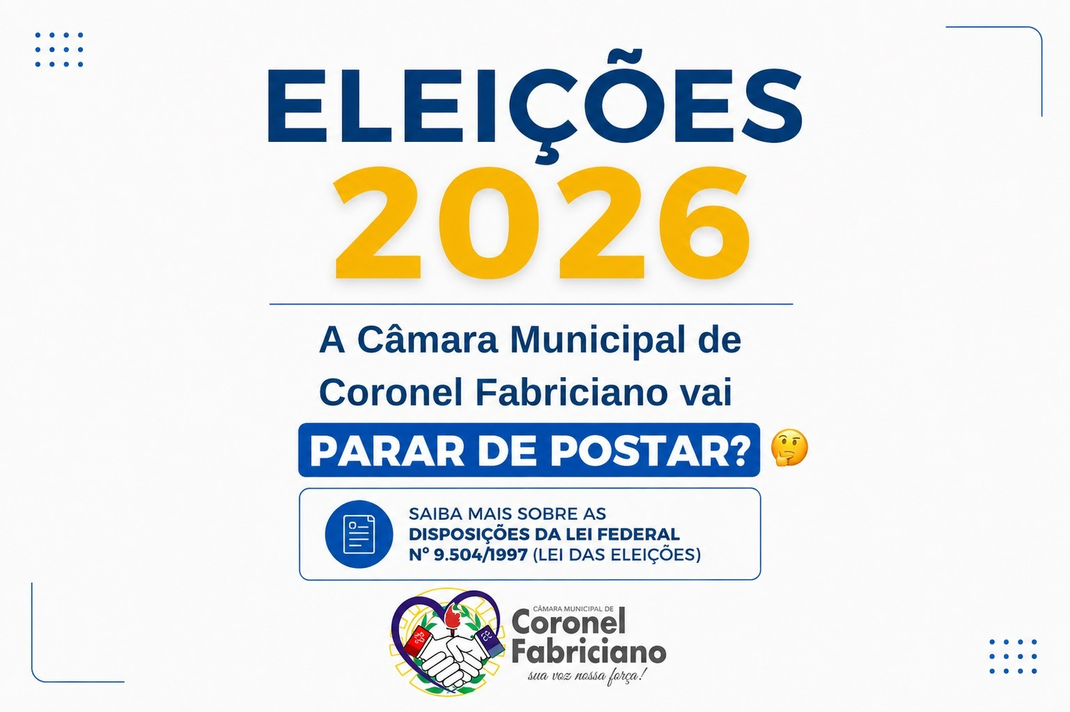 O que se pode publicar no site da Câmara no Período Eleitoral